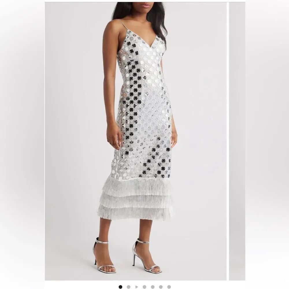 Saylor Suni Sequin Fringe Cocktail Dress